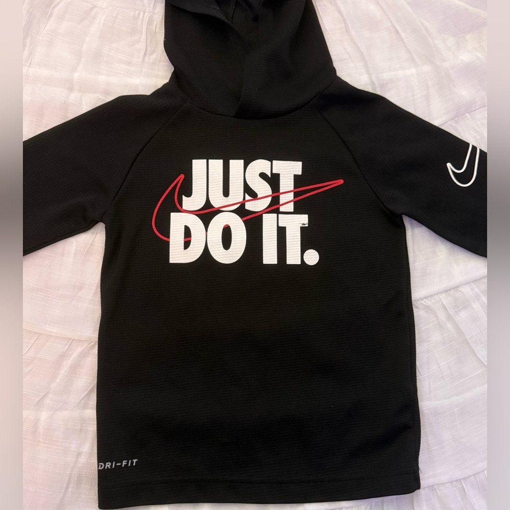 Nike Kids Black Hoodie with Red Swoosh